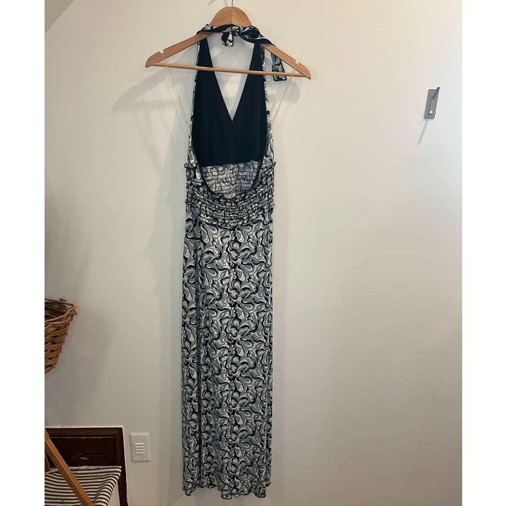 Studio M Womens Large‎ Halter Maxi Dress Psychedelic Paisley Smocked Y2K Resort - Picture 4 of 7